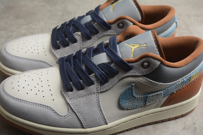 Air Jordan 1 Low SE Phantom Repaired Denim Swoosh FZ5042-041
